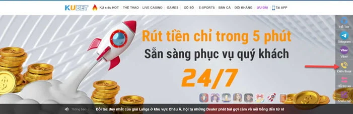 Liên hệ bộ phận hỗ trợ ở góc phải tại giao diện